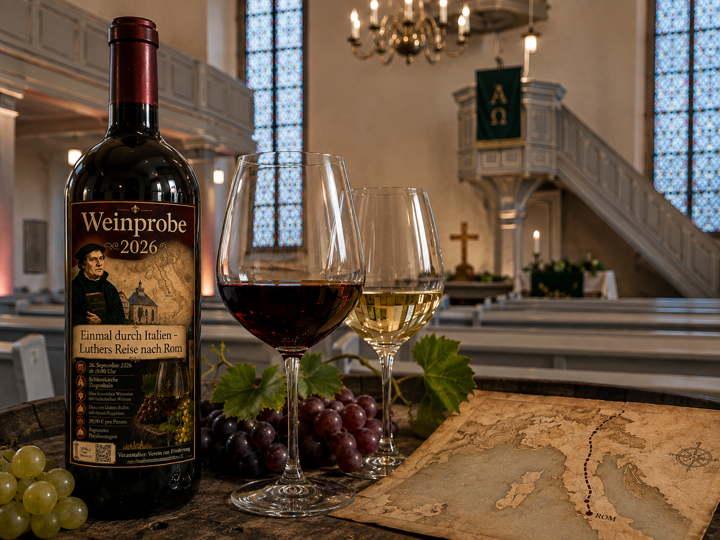 Wein, Trauben und Luthers Reise durch Italien in der Schlosskirche Ziegenhain